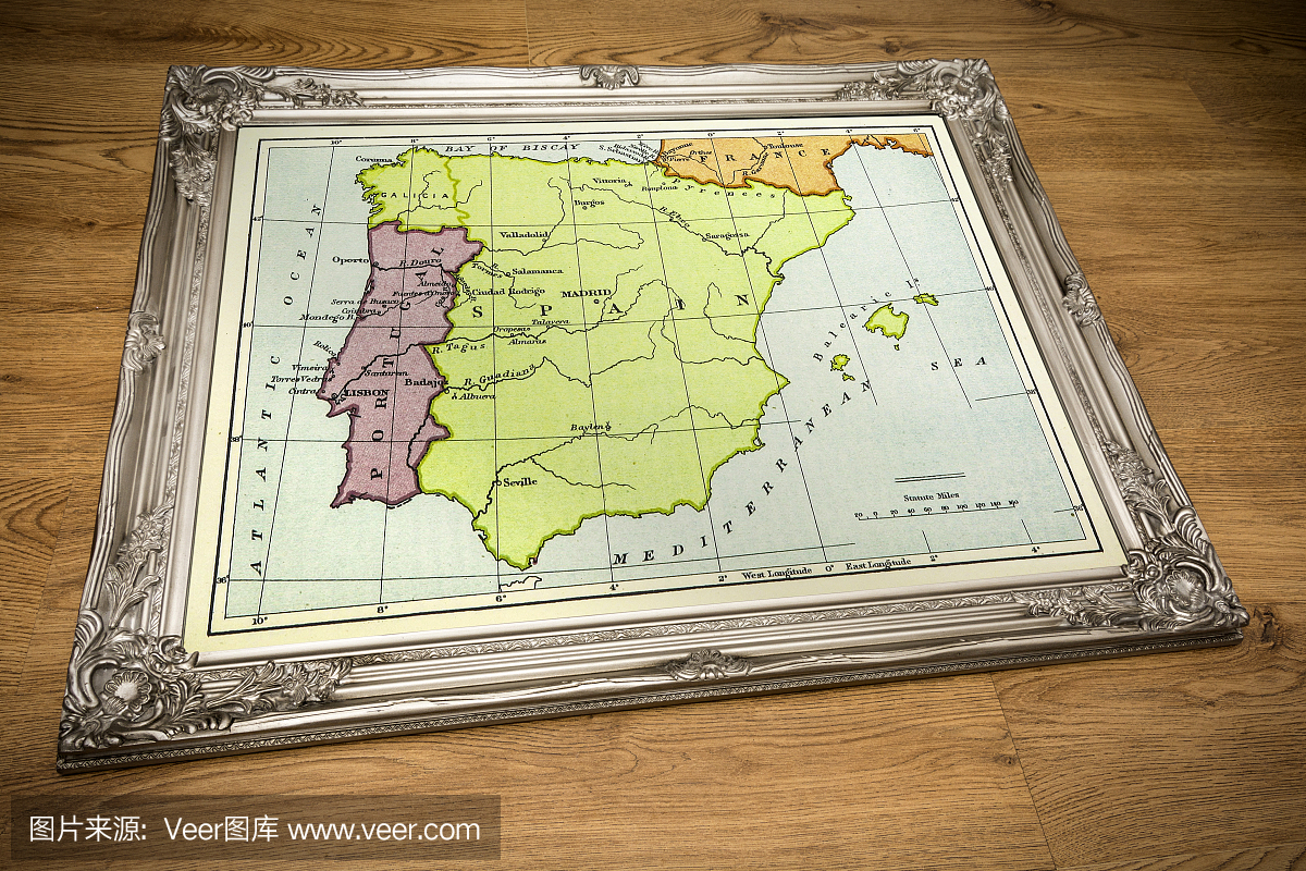 西班牙和葡萄牙的框架地图