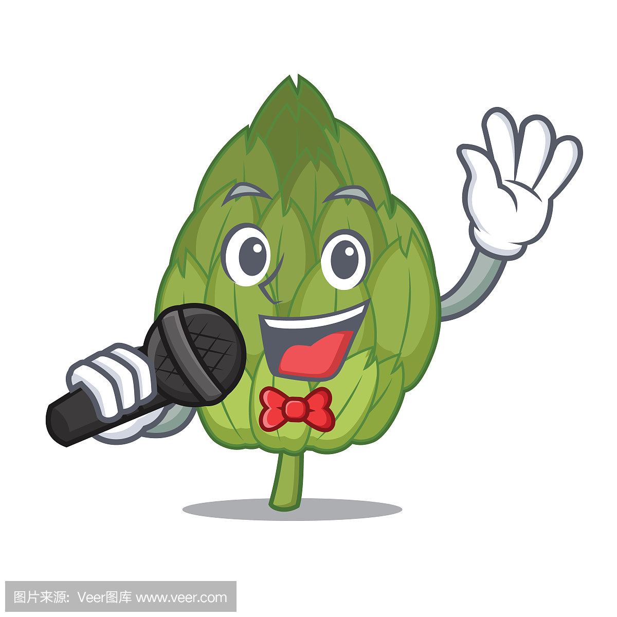 Singing artichoke mascot cartoon style