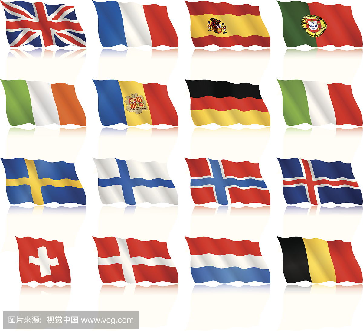 西欧和北欧的旗帜 - 波浪形式