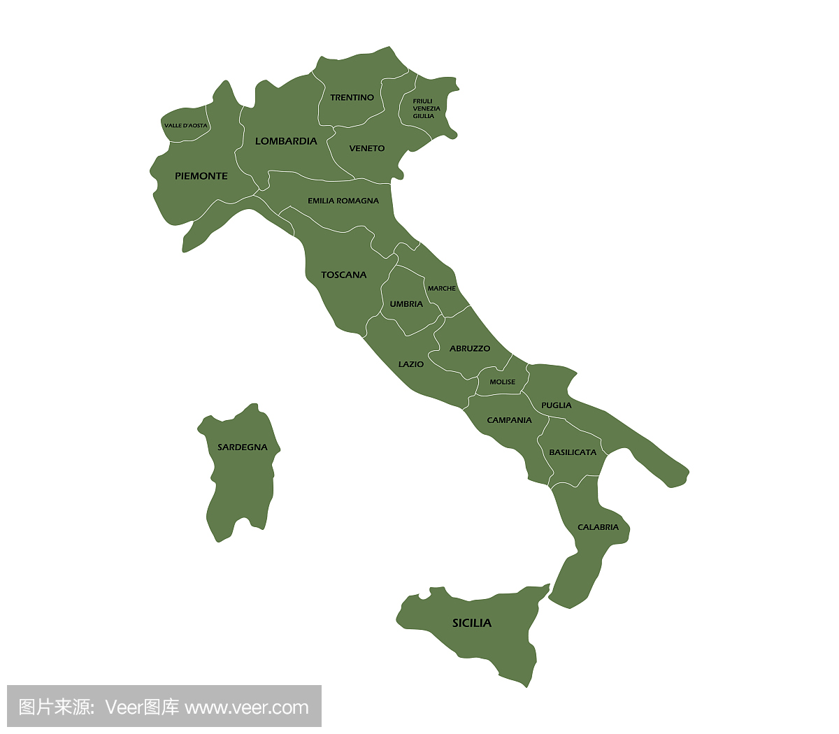 意大利地图与地区