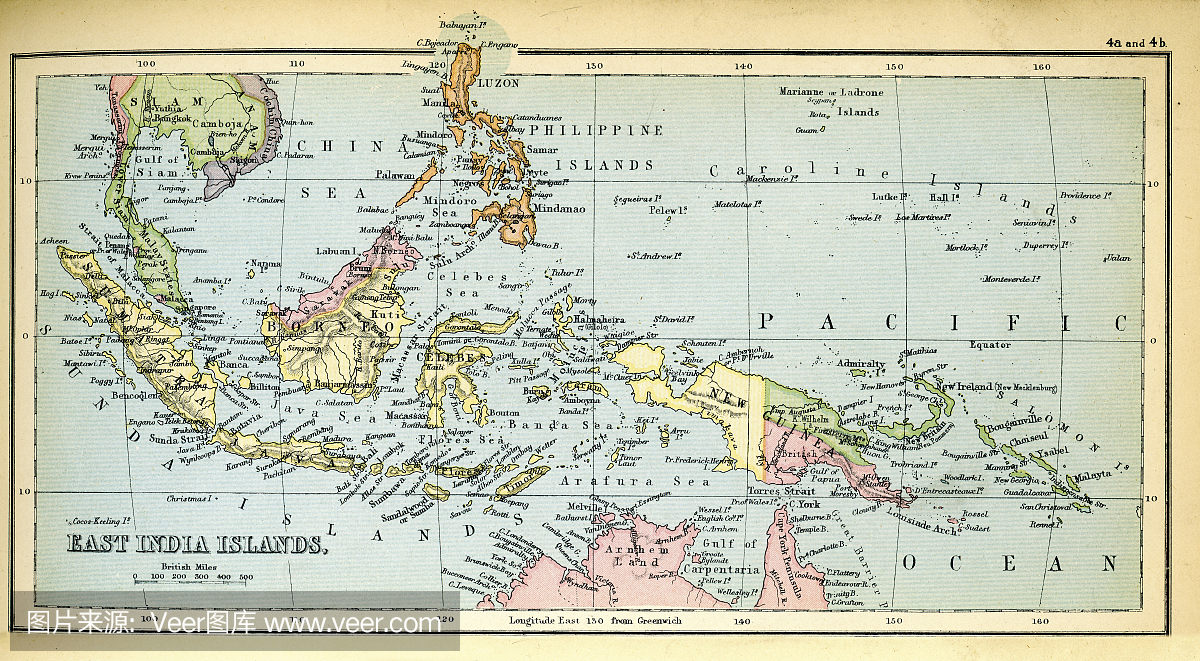 东印度群岛的古色古香的地图1897年