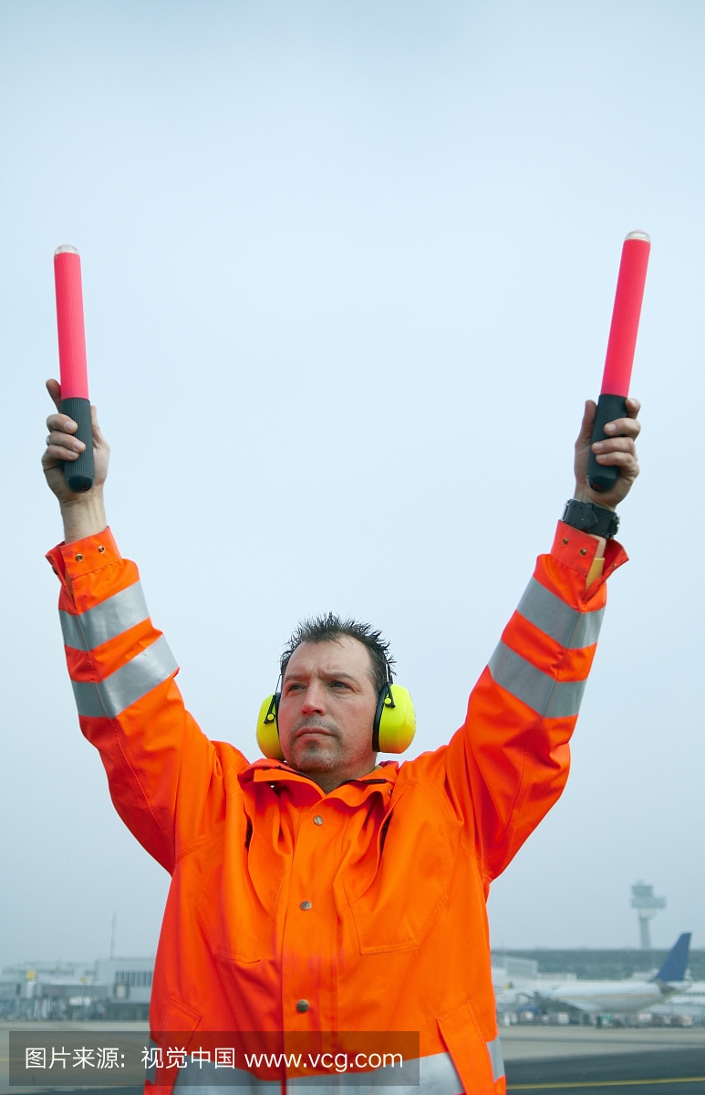 机场地勤人员向飞机,杜塞尔多夫机场,北威斯特