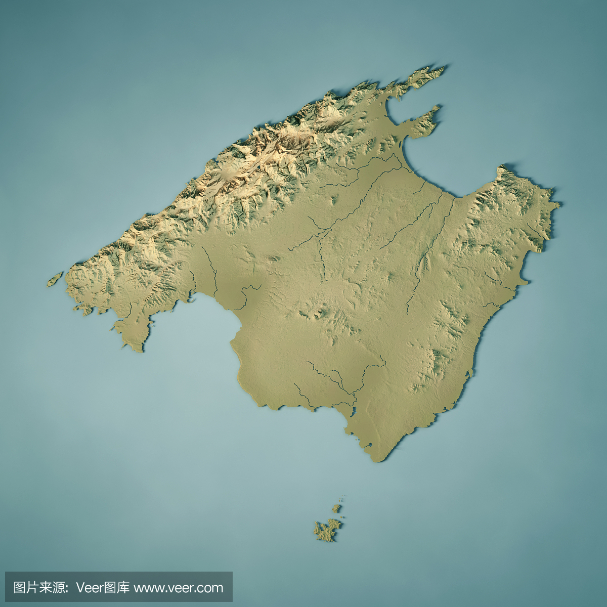 马略卡岛西班牙3D回报地形图