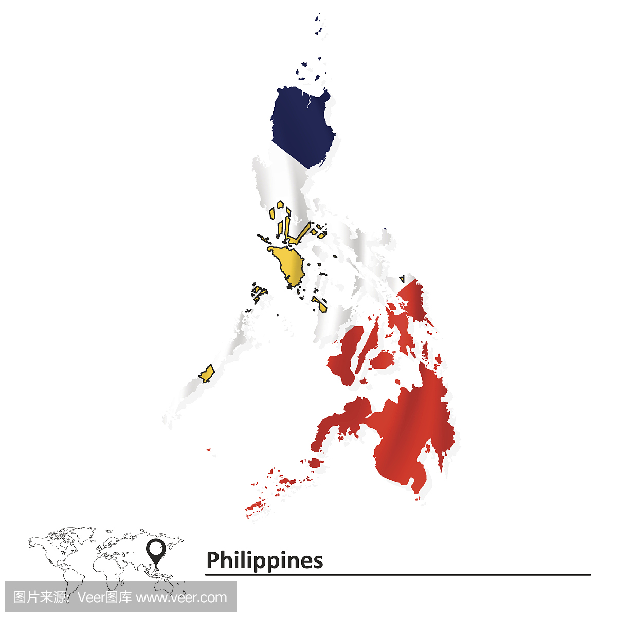 菲律宾地图与国旗