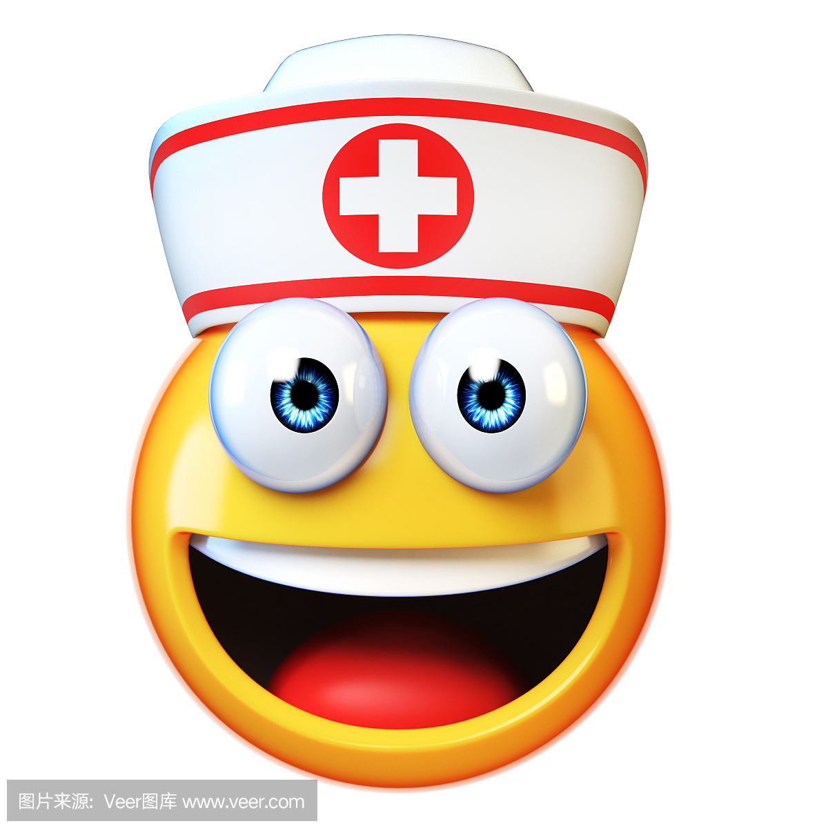 护士表情符号孤立在白色的背景下,急救,医生的