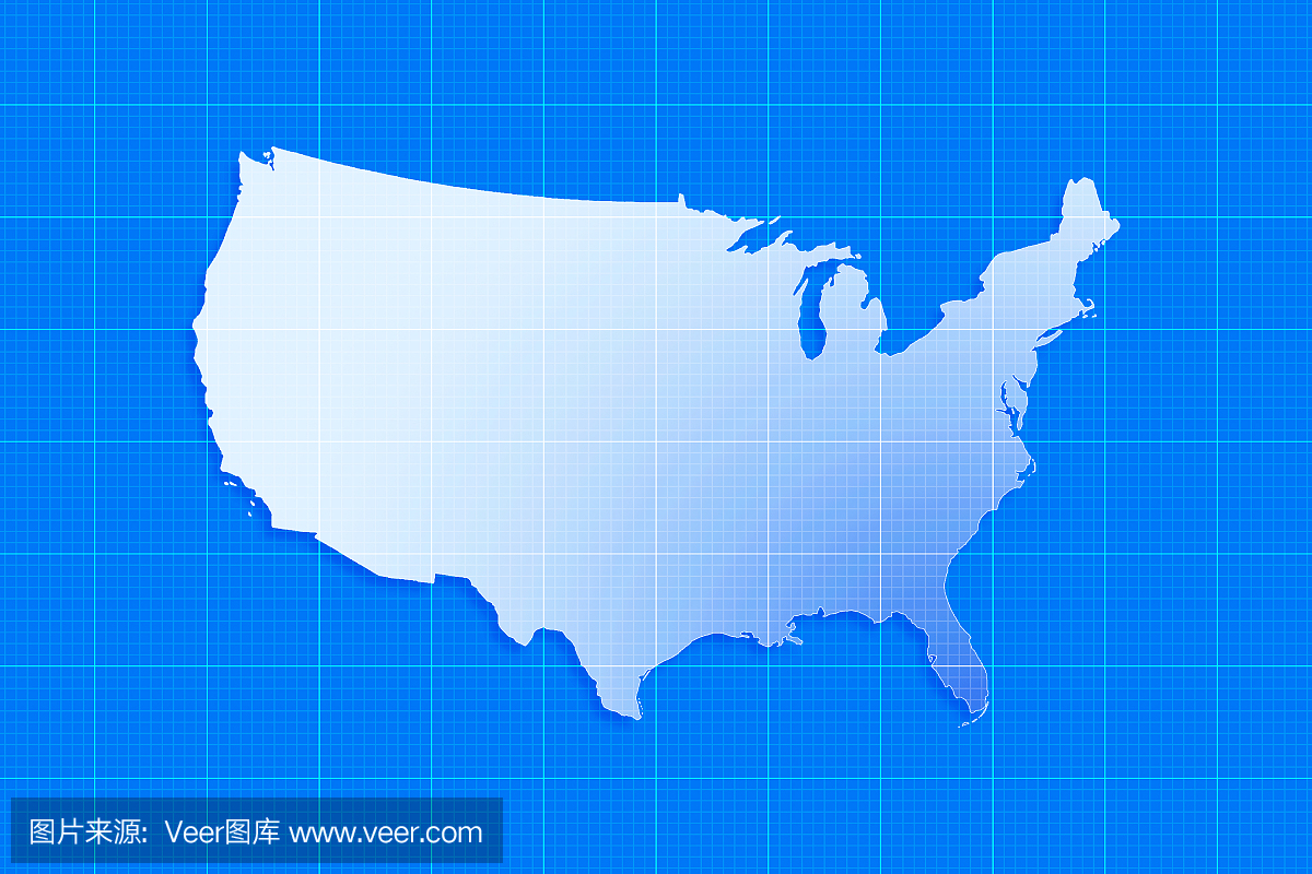 蓝色美国地图图毫米纸