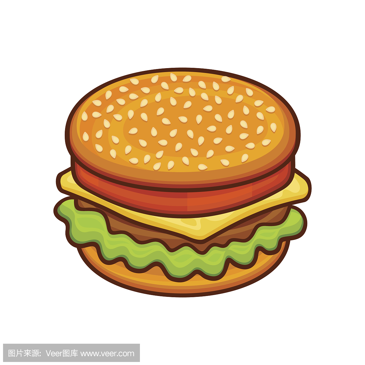 孤立的快乐可爱的奶酪汉堡卡通插画图片素材_ID:424115158-Veer图库