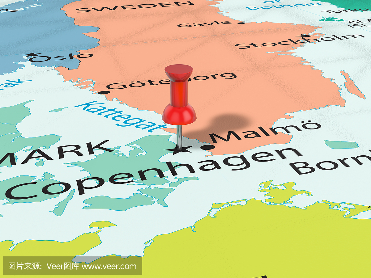 哥本哈根地图上的图钉
