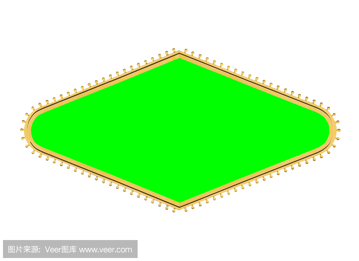 拉斯维加斯风格灯泡钻石标志框与色度绿色
