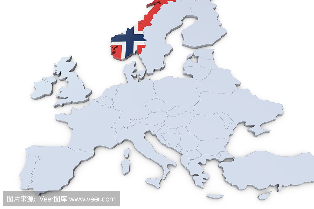 与挪威的欧洲地图强调