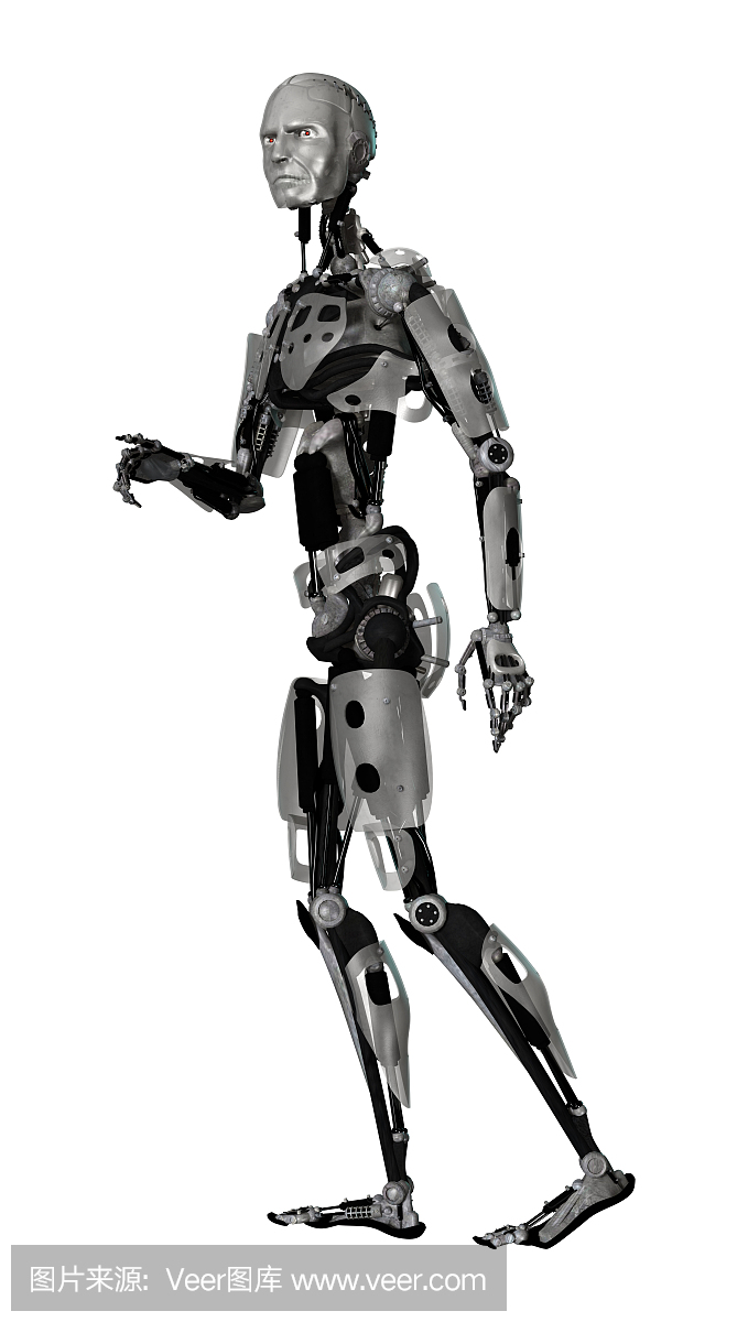 3D在白色的翻译男性机器人