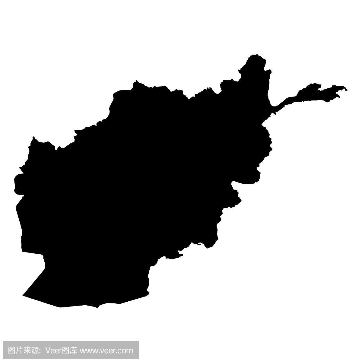 阿富汗黑色剪影地图轮廓孤立在白色3D插图