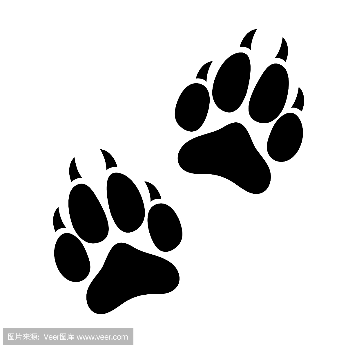爪子打印动物狗或猫爪,动物,平面图标,徽标,孤立
