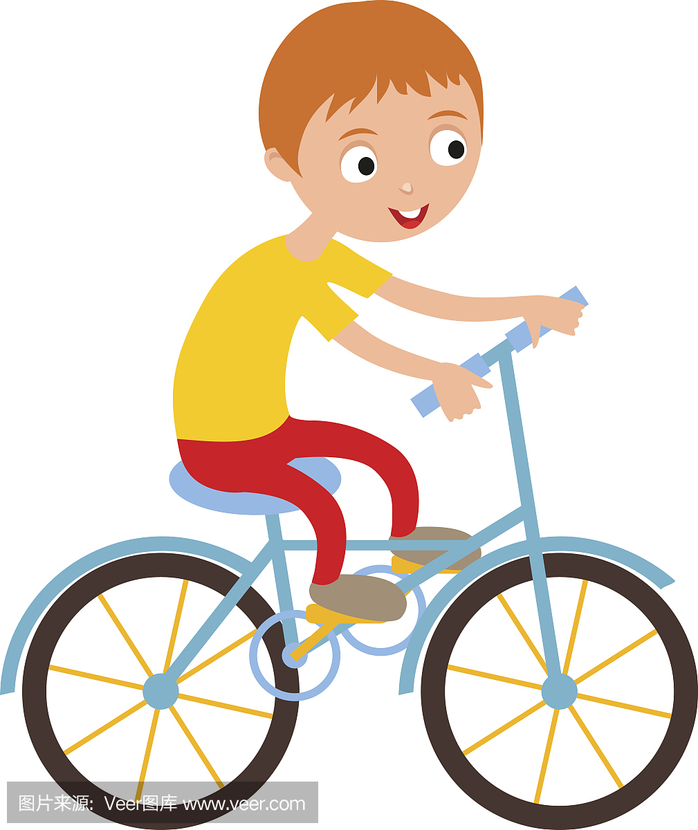 他的运动自行车积极的生活方式卡通的小快乐男