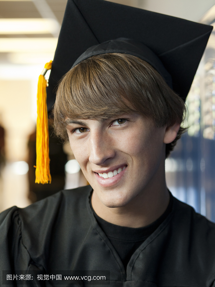 美国,犹他州,西班牙语叉子,男子研究生肖像的灰