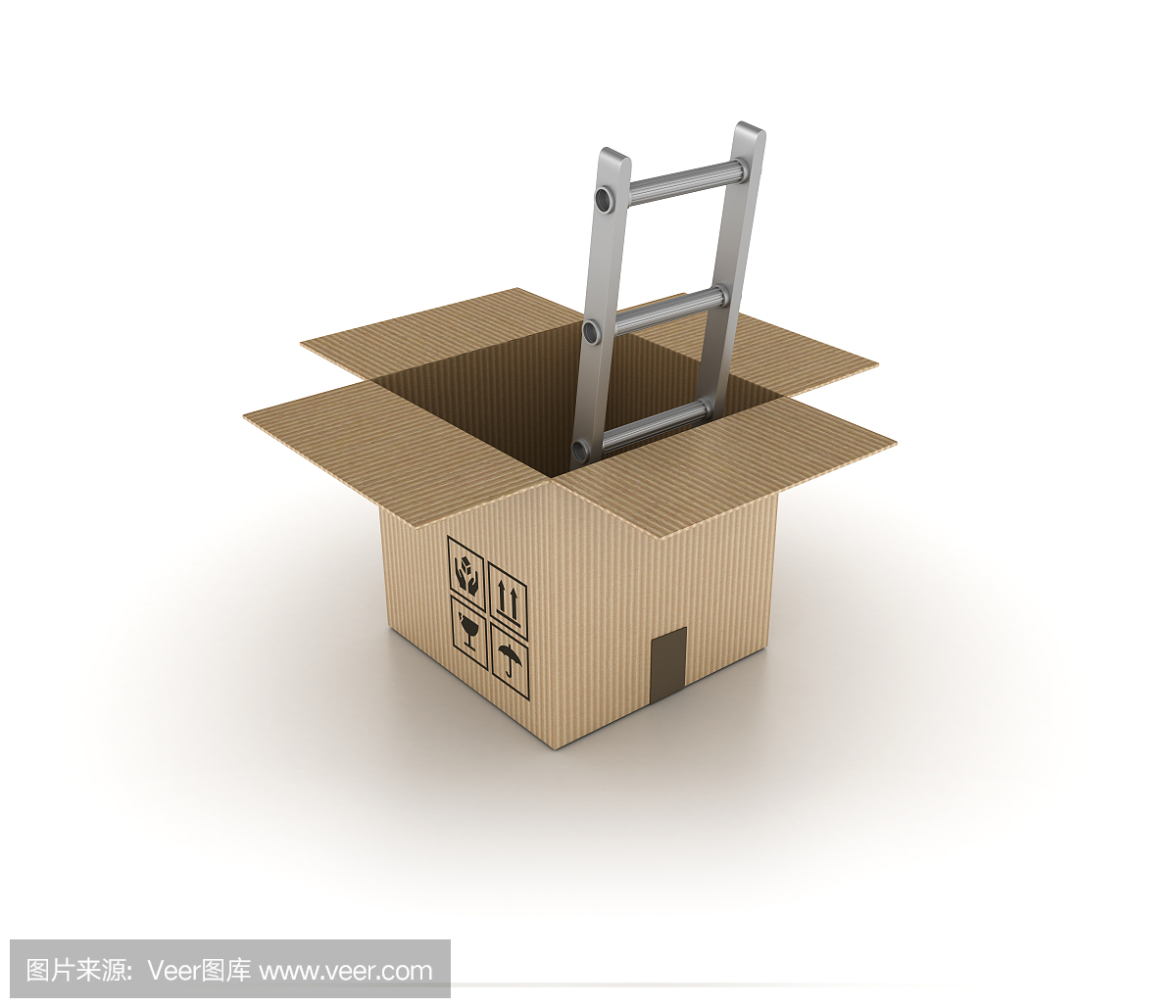 打开纸板箱与楼梯