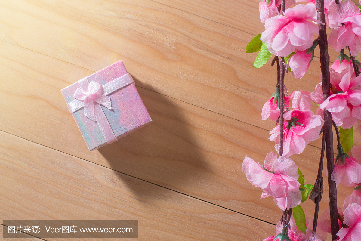 Gift box wrapped and plum blossom Christmas