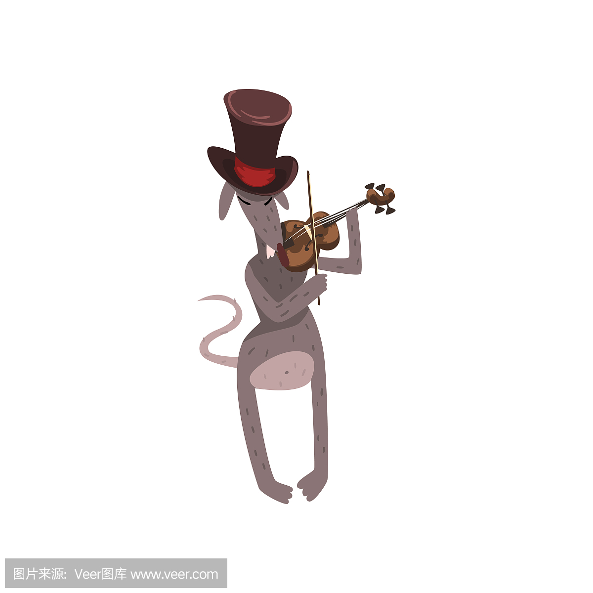 老鼠在大提琴演奏小提琴,卡通啮齿动物字符与
