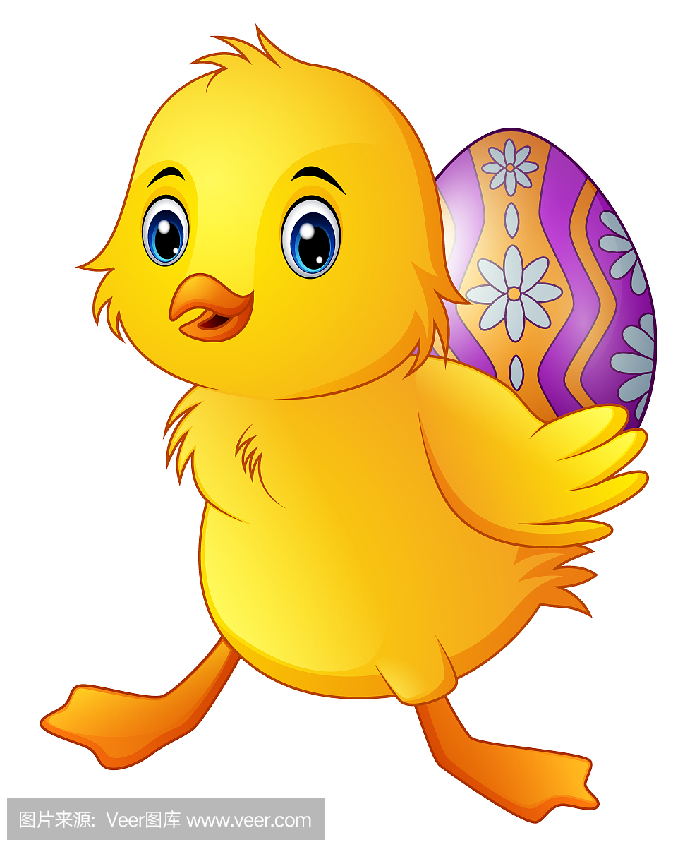 可爱的小鸭子携带一个装饰的蛋