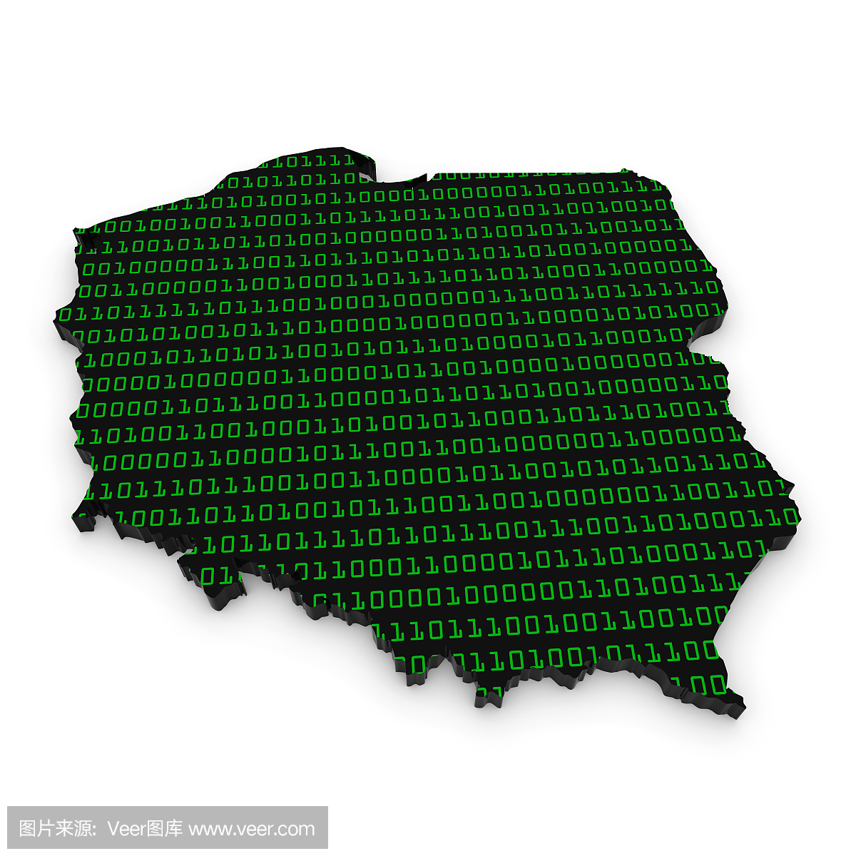 波兰地图绿色二进制代码