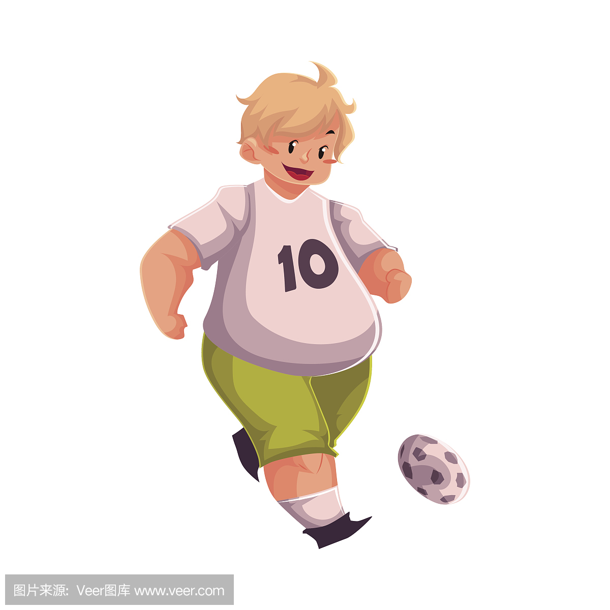肥胖的男孩踢足球,适应,积极的生活方式