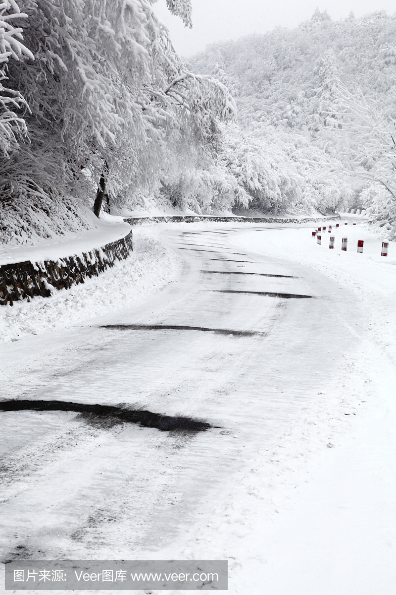 陕西 秦岭 沣峪 公路 雪景