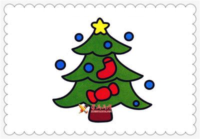 圣诞树简笔画彩色