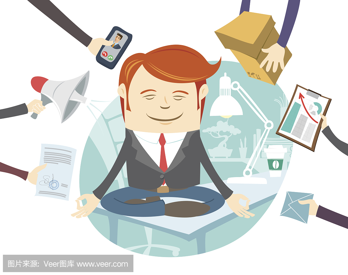 办公室的人在忙碌的工作日中间沉思