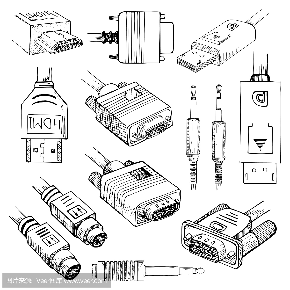 媒体电缆设置:HDMI,VGA,DVI,DisplayPort,S-V