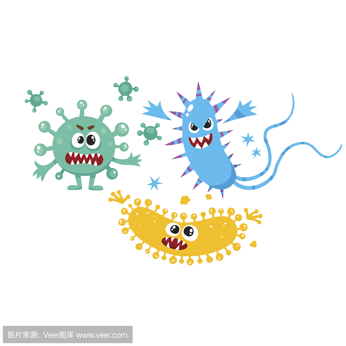 Microbes Clipart Transparent Background, Hand Drawn Cartoon Bacteria ...