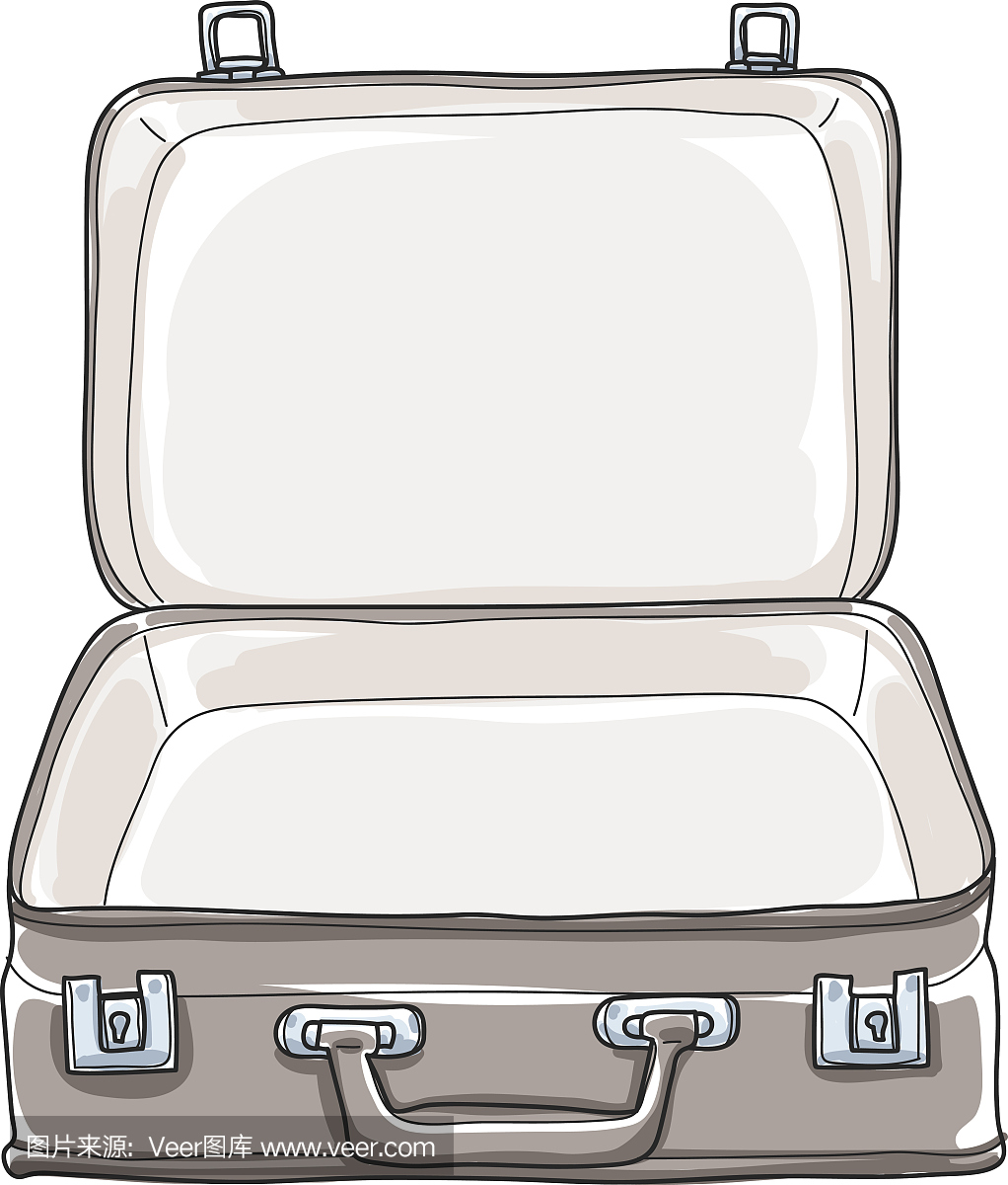 手提箱行李复古手绘可爱矢量艺术插图
