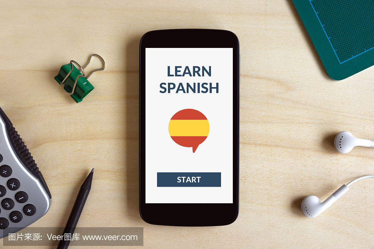 在线上学习智能手机屏幕上的西班牙语概念
