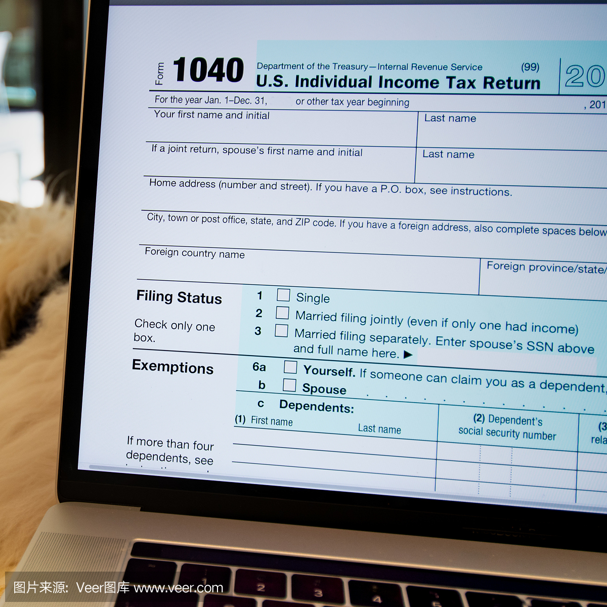 归档笔记本电脑,IRS表格1040,个人所得税申报