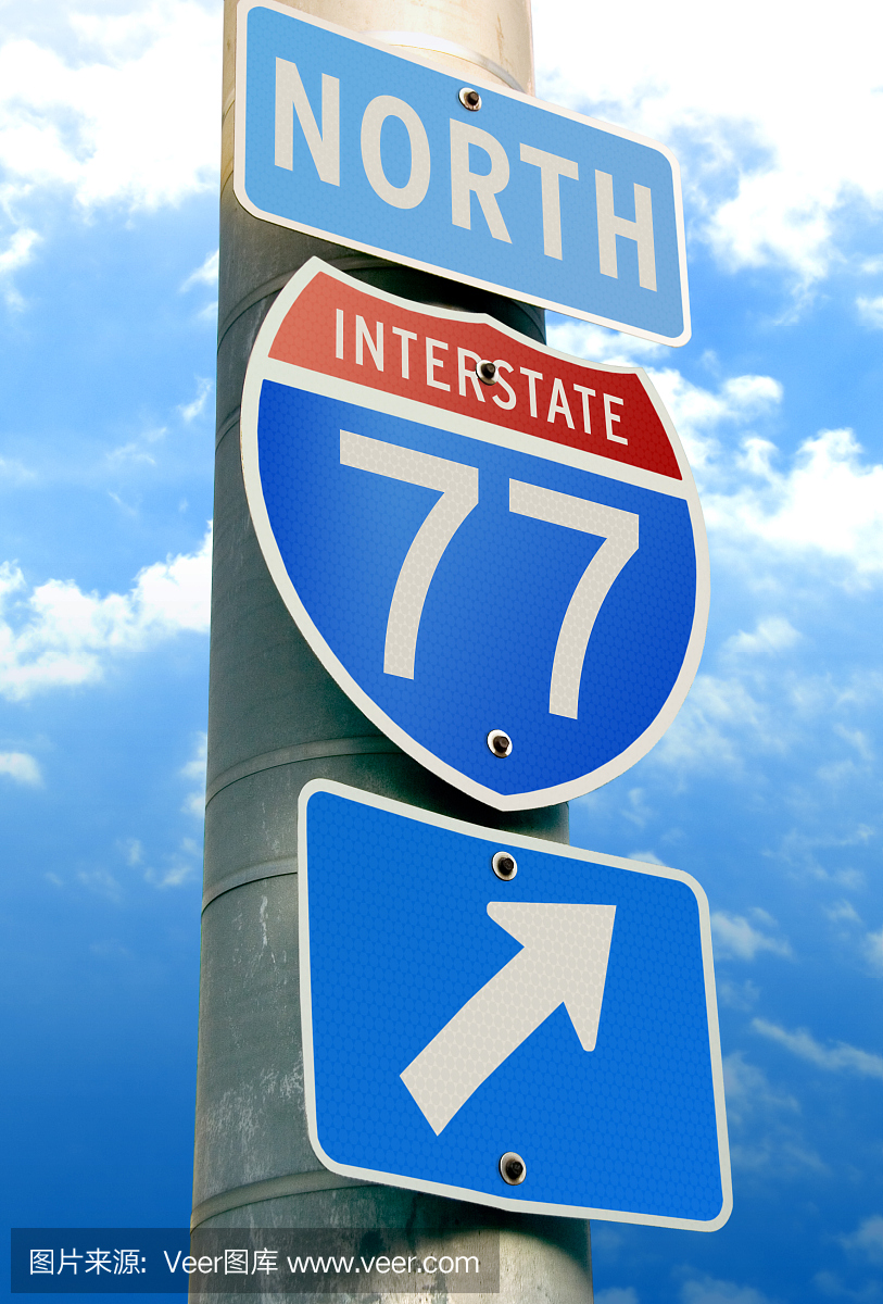 77号州际公路标志:夏洛特,克利夫兰
