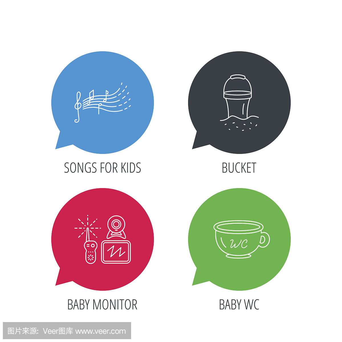 宝贝wc,视频监控和歌曲图标。