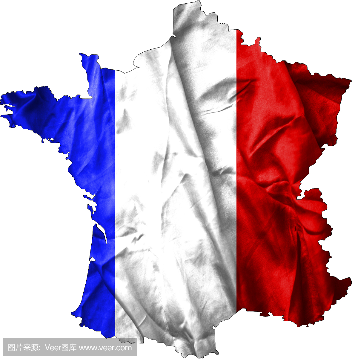 法国地图与国旗