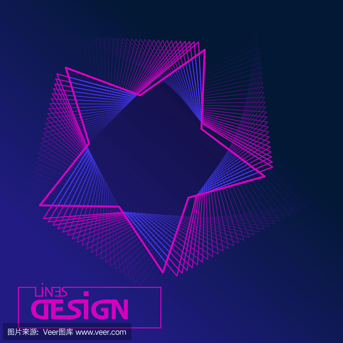 抽象明星背景与线条彩色动态。矢量图的设计。