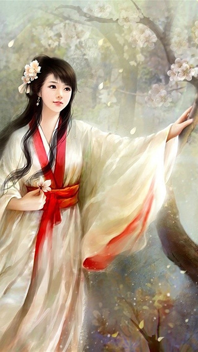 手绘古典美女手机动态壁纸-403kb