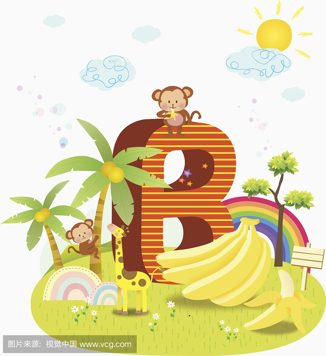 猴子,英文字母B,字母,食品