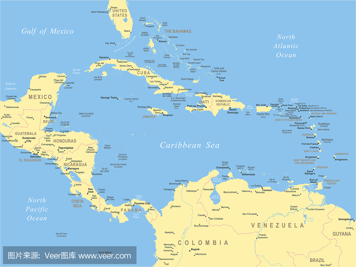 中美洲 - 地图 - 插图