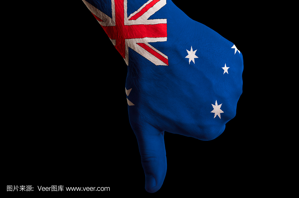 澳大利亚国旗大拇指下降手势失败
