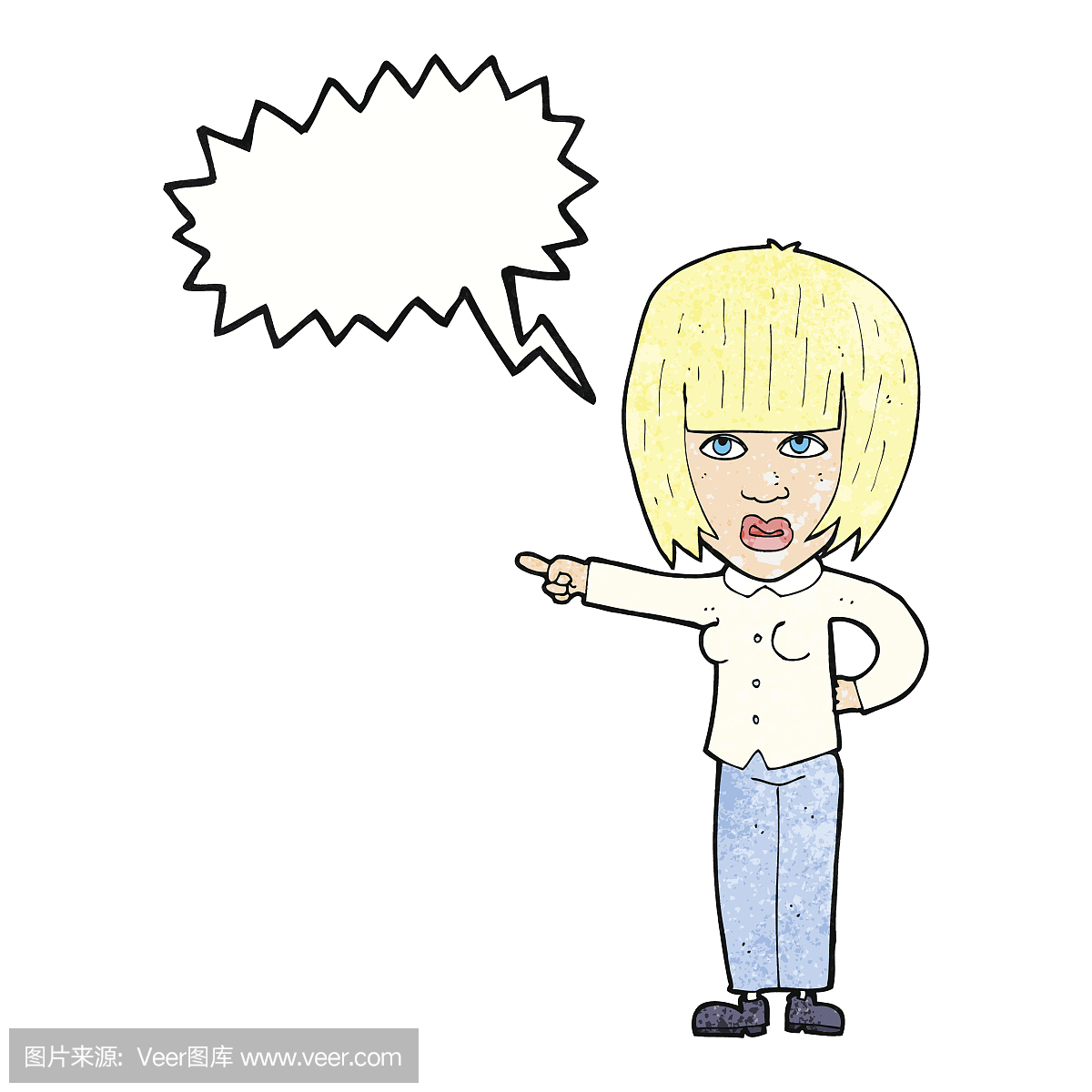 漫画指向恼人的女人与演讲泡沫