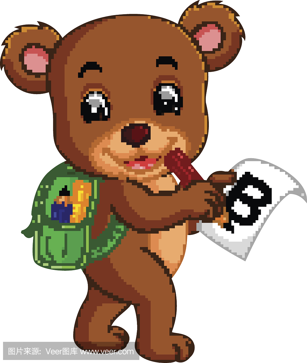 可爱的熊与背包