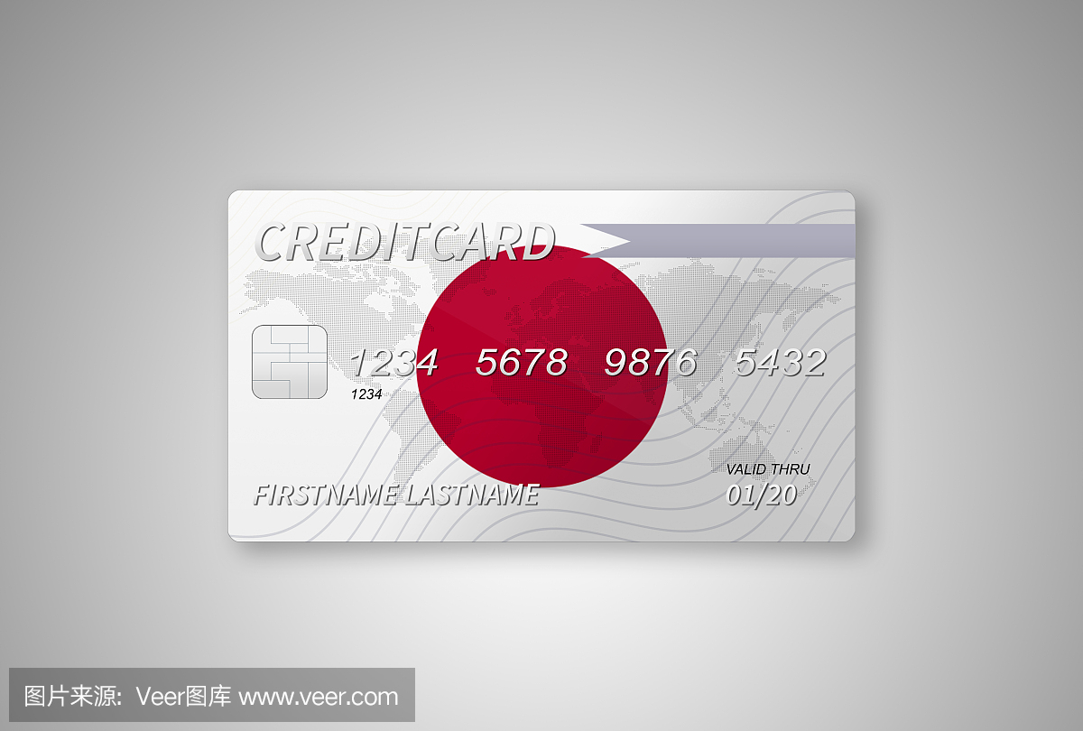 日本信用卡在渐变背景下