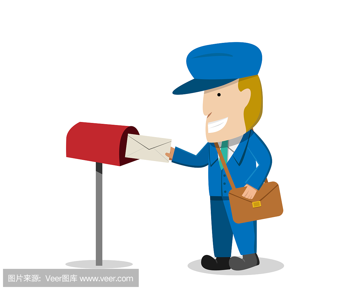 Postman send a letter to mailbox, vector