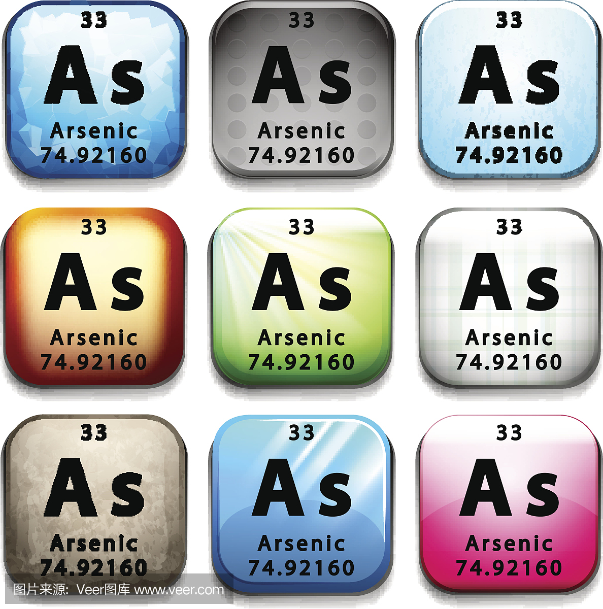 按钮显示化学元素砷