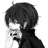 二次元黑白侧脸 卡通动漫 qq头像_qq魔法师-10kb