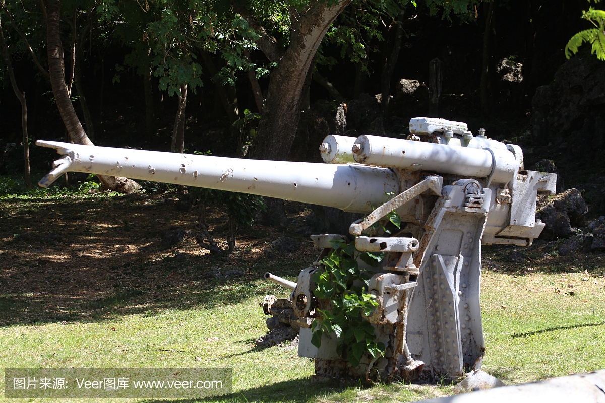 在塞班岛最后指挥所的旧日本大炮重绘