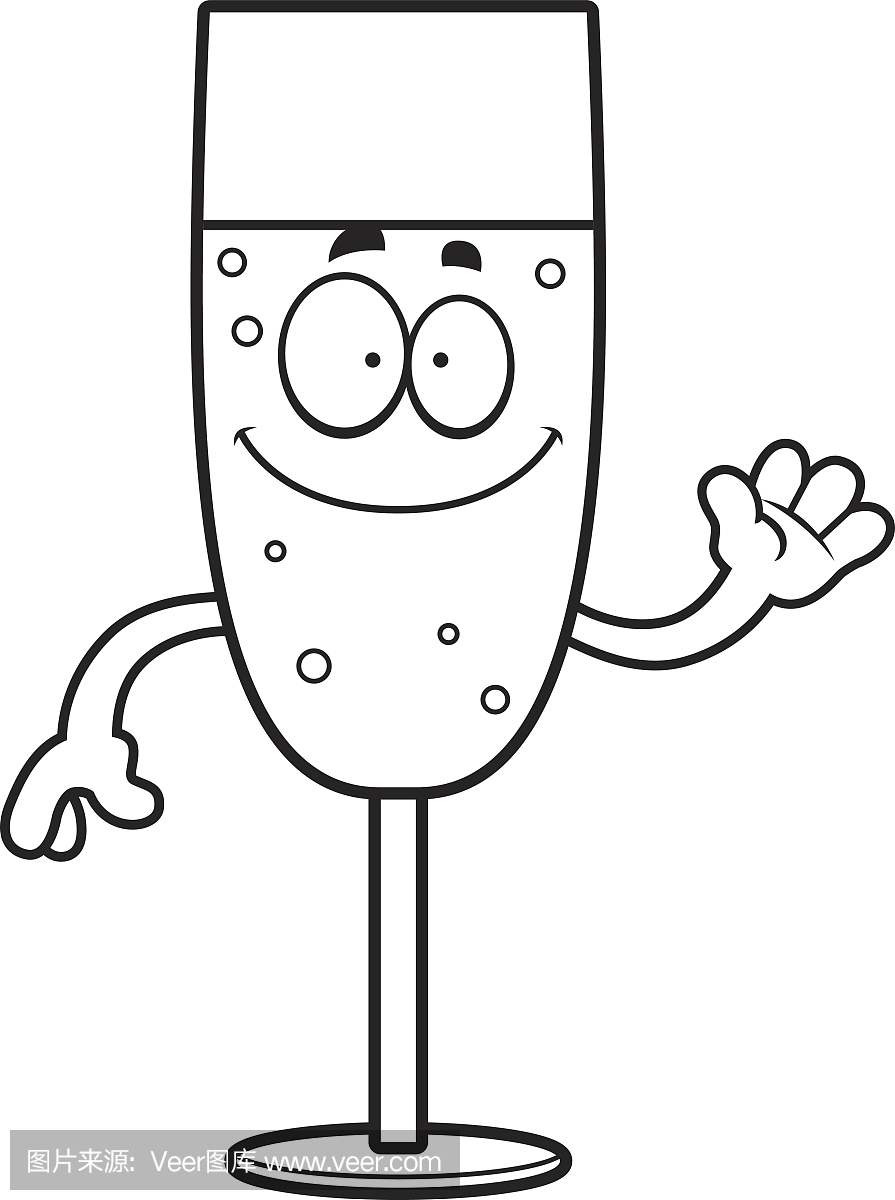 幸福,快乐,香槟杯,绘画插图