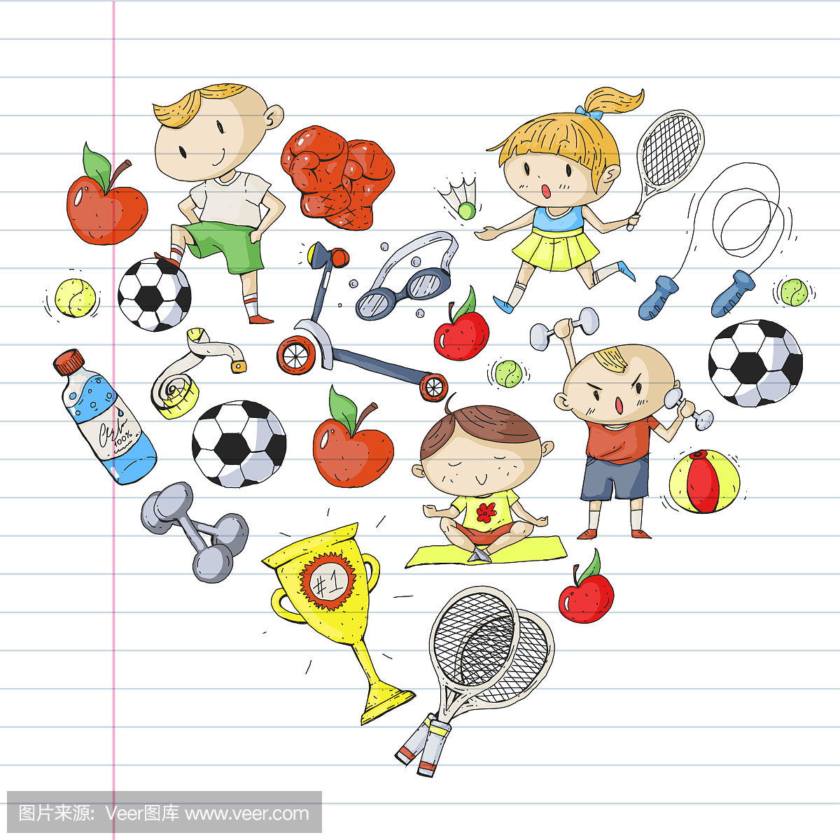 儿童运动。孩子们画画。幼儿园,学校,学院,幼儿